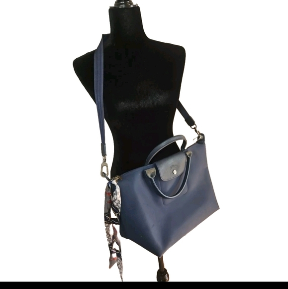 Longchamp Navy Blue Modele Depose Large Tote Bag with Scarf - Picture 2 of 15